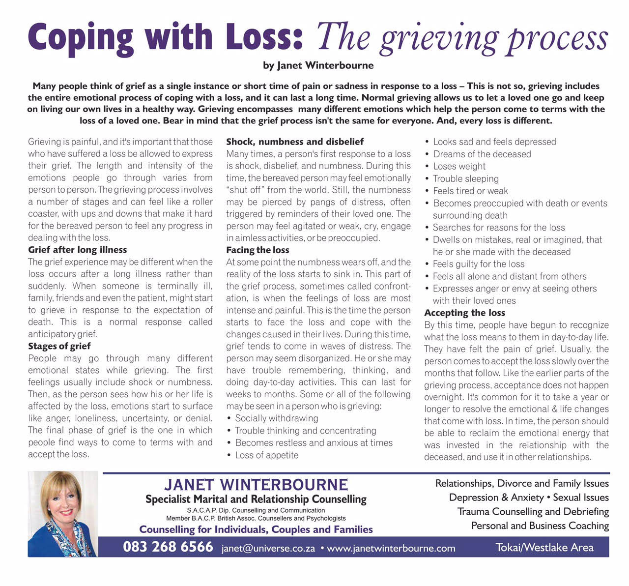 Coping With Loss: The Grieving Process | Psychologist Cape Town