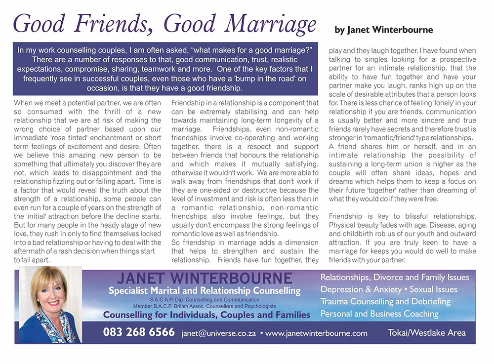 Good Friends, Good Marriage | Psychologist Cape Town Good Friends, Good Marriage | Psychologist Cape Town