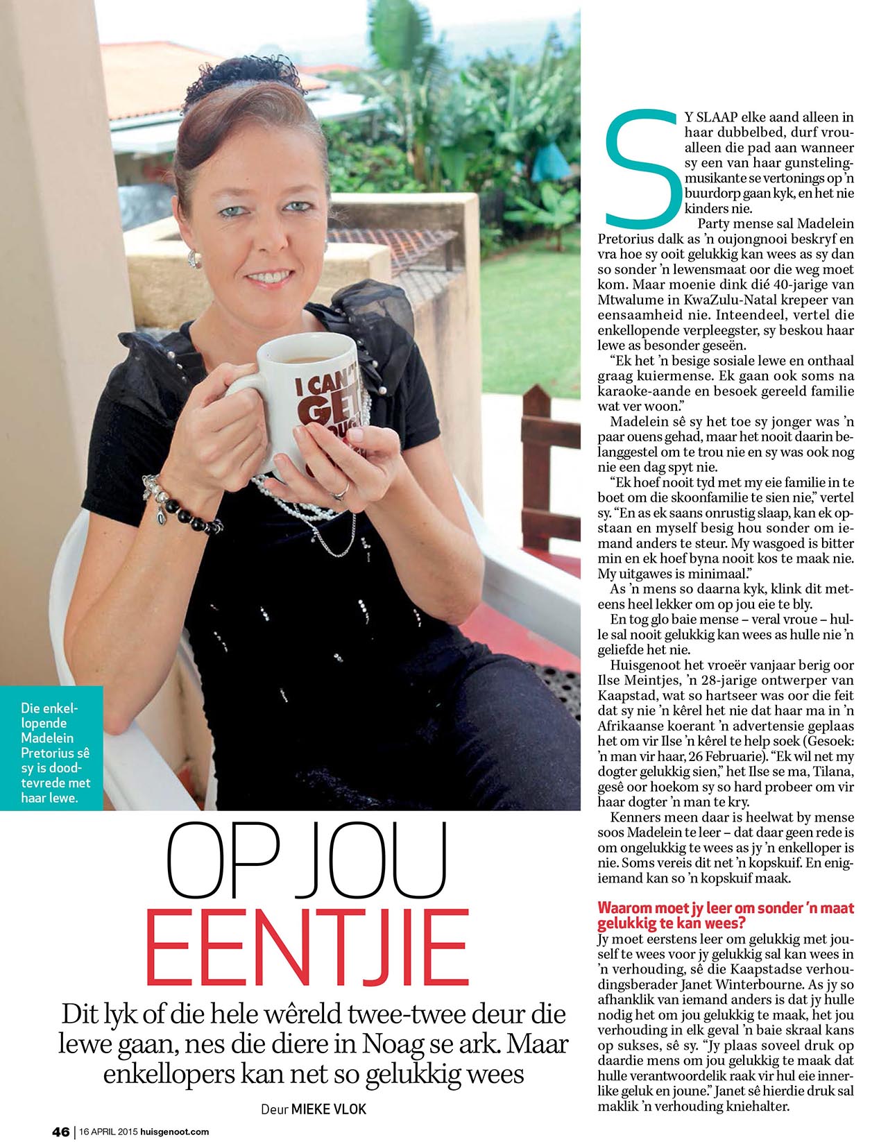 Op jou eentjie | Psychologist Cape Town On your own huisgenoot article | Psychologist Cape Town