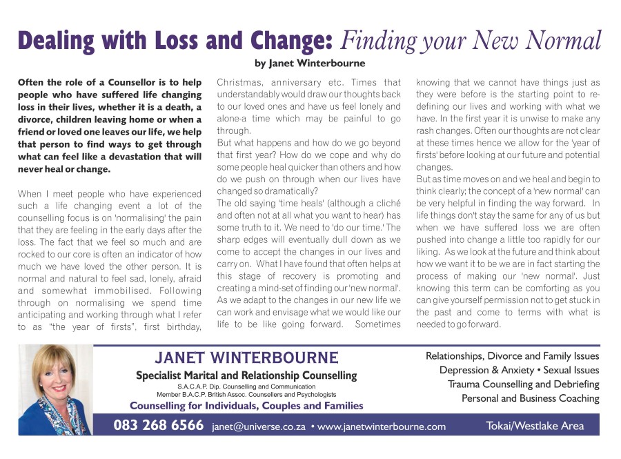 Dealing with Loss and Changes: Finding your New Normal | Psychologist Cape Town Dealing with Loss and Changes: Finding your New Normal | Psychologist Cape Town