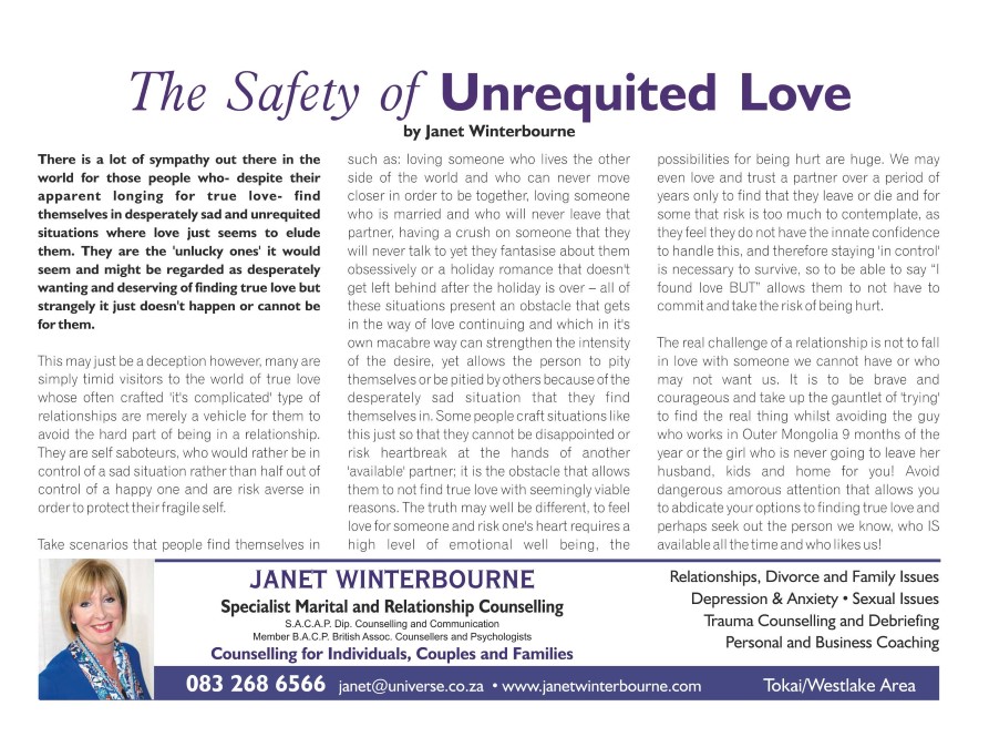 The Safety Of Unrequited Love | Psychologist Cape Town The Safety Of Unrequited Love | Psychologist Cape Town