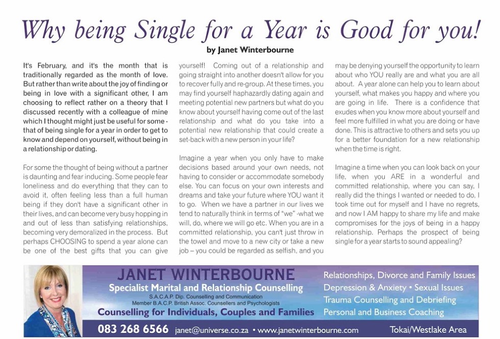 Why being Single For a Year is Good For You | Psychologist Cape Town Why being Single For a Year is Good For You | Psychologist Cape Town