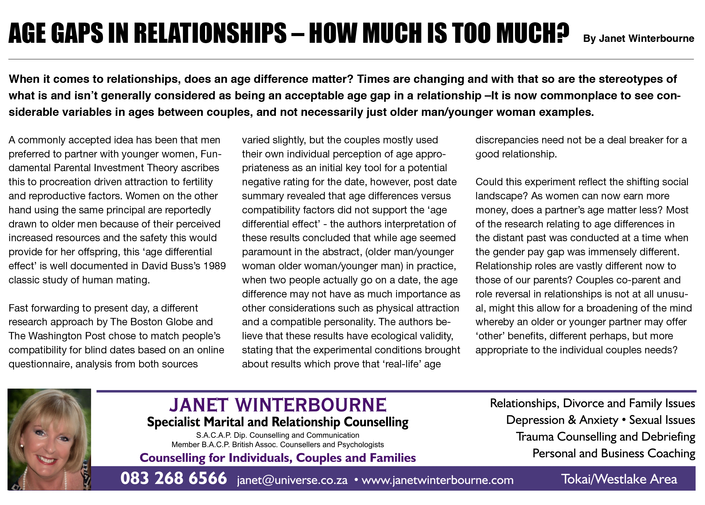 AGE GAPS IN RELATIONSHIPS – HOW MUCH IS TOO MUCH? AGE GAPS IN RELATIONSHIPS – HOW MUCH IS TOO MUCH?